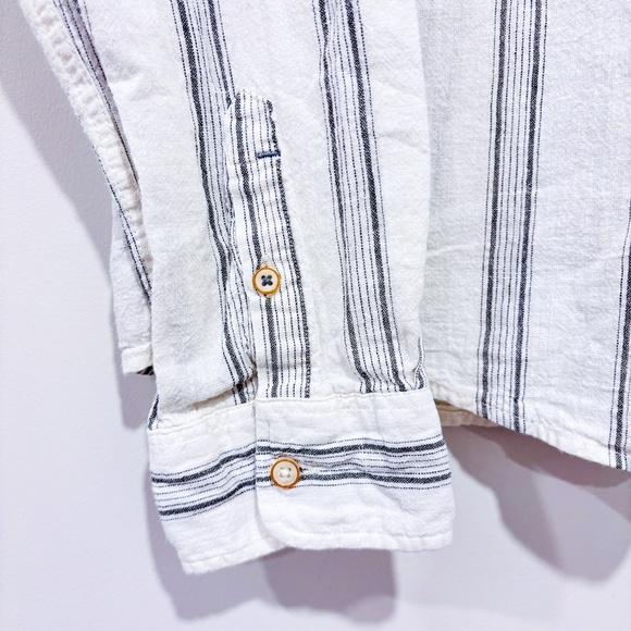 ZARA White and grey striped linen blouse - Picture 3 of 8